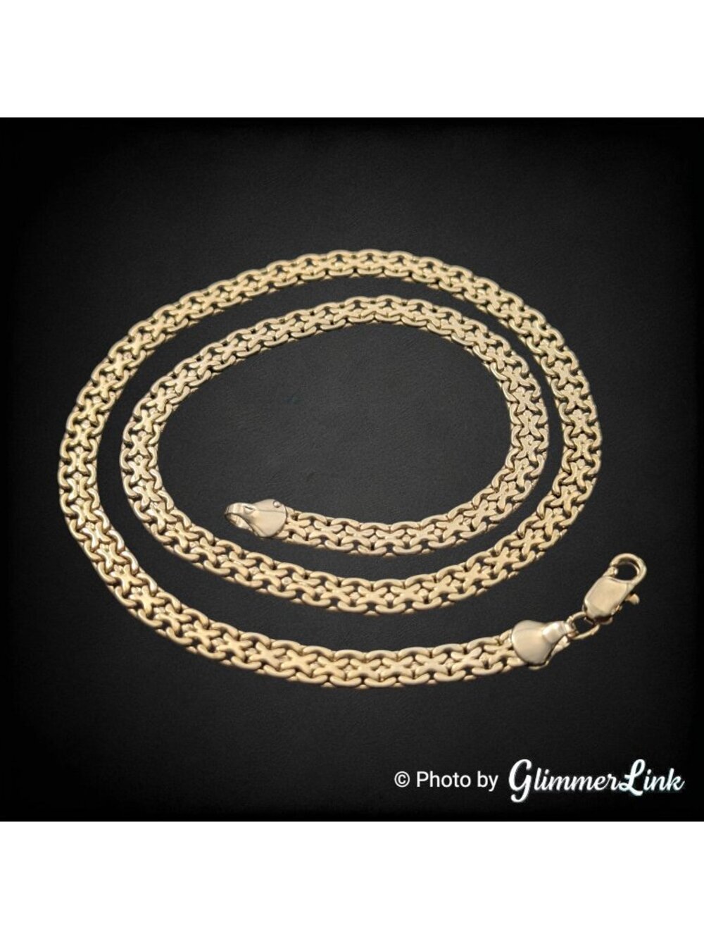 Flat Woven Link Minimalist Chain Gold Tone Necklace